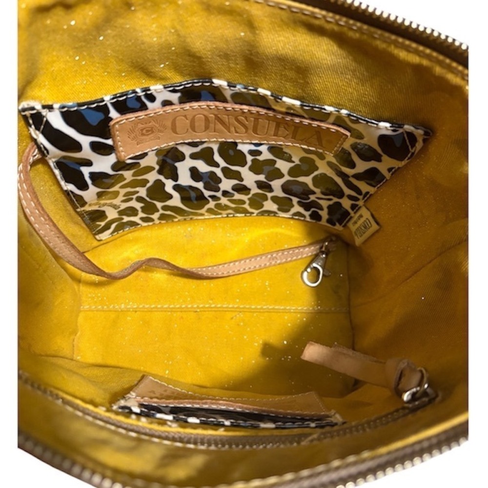 Consuela Diego Wedge Crossbody Bag Women's Tan Leather Multi-Color Strap - Picture 6 of 7
